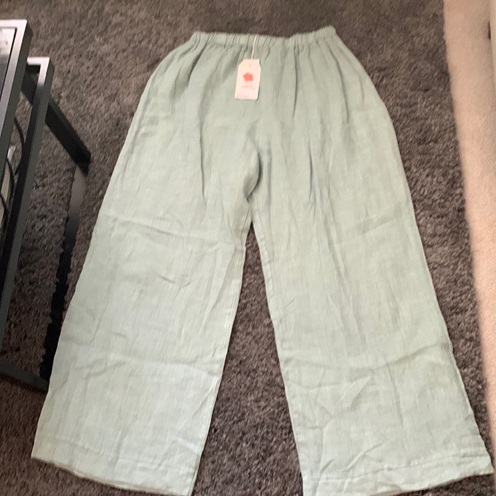 Talia benson 100% linen wide leg pant